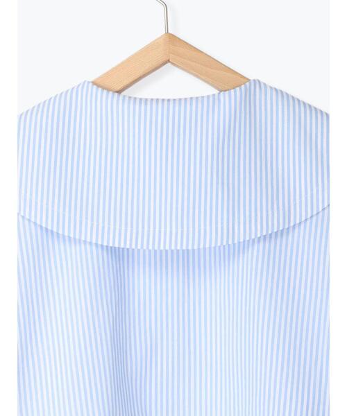 ehka sopo（エヘカソポ）の「ストライプショート丈ビッグ襟ブラウス（シャツ/ブラウス・レディース・オレンジ/ネイビー/ミント/サックスブルー・F）」の10枚目の写真
