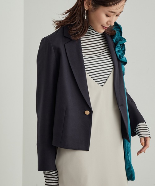 ROPE' PICNIC(ロペピクニック)の「スタイルアップが叶うクロップドジャケット(テーラードジャケット・レディース・ネイビー/ブラウン/グレー・38)」の13枚目の写真