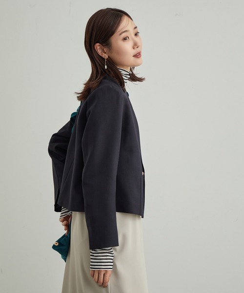 ROPE' PICNIC(ロペピクニック)の「スタイルアップが叶うクロップドジャケット(テーラードジャケット・レディース・ネイビー/ブラウン/グレー・38)」の14枚目の写真