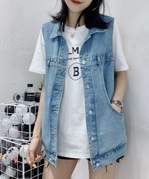 オーバーシルエットデニムジレ