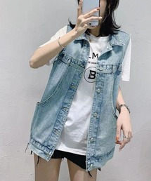 オーバーシルエットデニムジレ