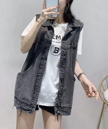 オーバーシルエットデニムジレ