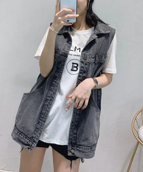 gossip！ロサンゼルス（ゴシップロサンゼルス）の「オーバーシルエットデニムジレ（ベスト・レディース・ブルー/ブラック/ライトブルー・FREE）」の7枚目の写真