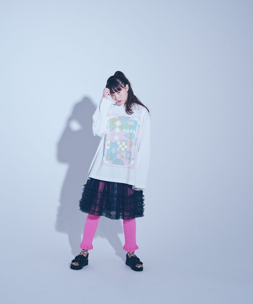 LOWRYS FARM（ローリーズファーム）の「ＢＩＧチュニックＴシャツ／ＩＣＥ  966379（Tシャツ/カットソー・レディース・ホワイト/グレー/ネイビー・FREE）」の5枚目の写真
