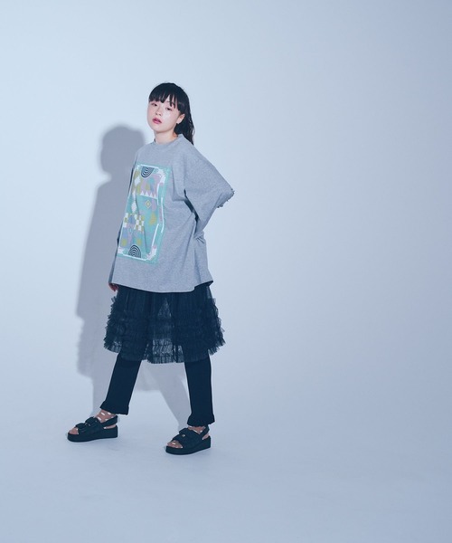 LOWRYS FARM（ローリーズファーム）の「ＢＩＧチュニックＴシャツ／ＩＣＥ  966379（Tシャツ/カットソー・レディース・ホワイト/グレー/ネイビー・FREE）」の6枚目の写真