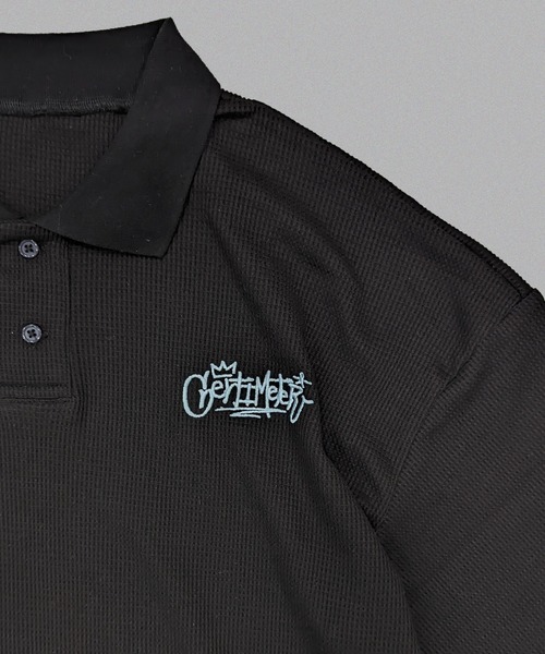 centimeter(センチメーター)の「Waffle Polo Shirt(ポロシャツ・メンズ・ピンク/ブラック/アイボリー・MEDIUM/LARGE/X-LARGE)」の14枚目の写真