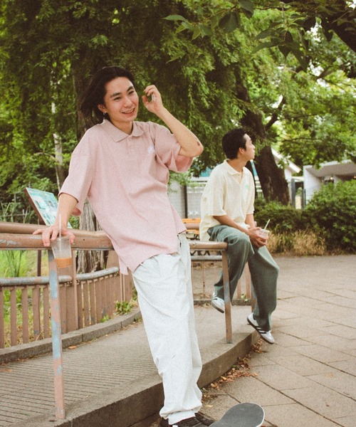 centimeter(センチメーター)の「Waffle Polo Shirt(ポロシャツ・メンズ・ピンク/ブラック/アイボリー・MEDIUM/LARGE/X-LARGE)」の15枚目の写真