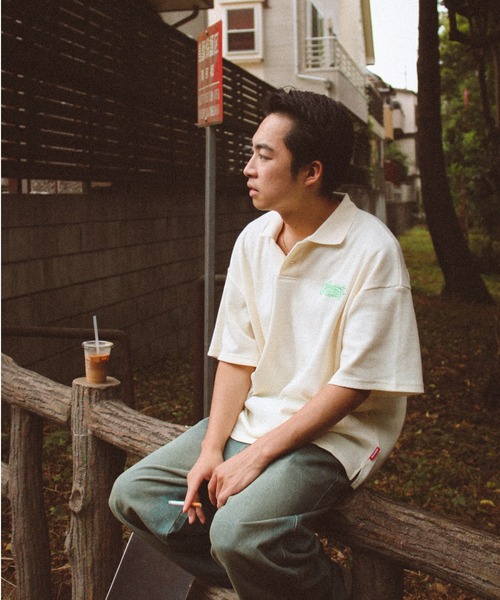 centimeter(センチメーター)の「Waffle Polo Shirt(ポロシャツ・メンズ・ピンク/ブラック/アイボリー・MEDIUM/LARGE/X-LARGE)」の9枚目の写真