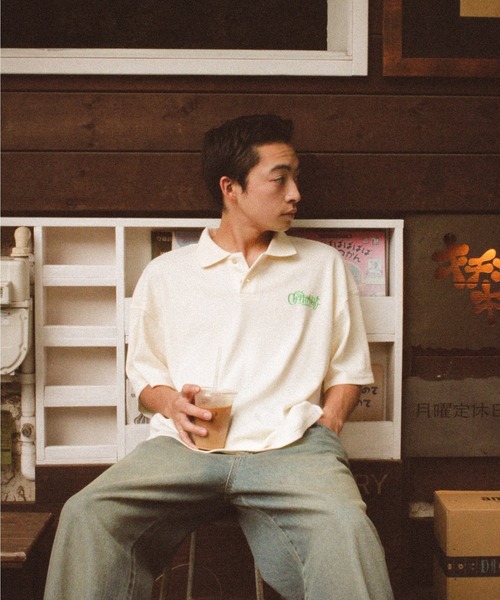 centimeter(センチメーター)の「Waffle Polo Shirt(ポロシャツ・メンズ・ピンク/ブラック/アイボリー・MEDIUM/LARGE/X-LARGE)」の19枚目の写真