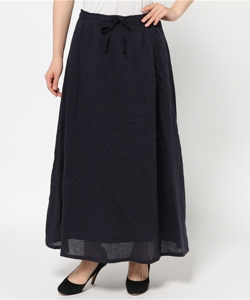 ivory court(アイボリーコート)の「リネンタックギャザーマキシスカート◆(スカート・レディース・ネイビー/カーキ・FREE)」の2枚目の写真