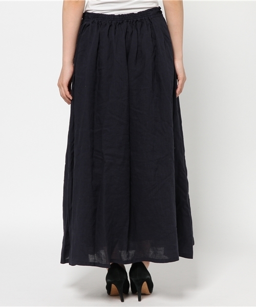 ivory court(アイボリーコート)の「リネンタックギャザーマキシスカート◆(スカート・レディース・ネイビー/カーキ・FREE)」の8枚目の写真