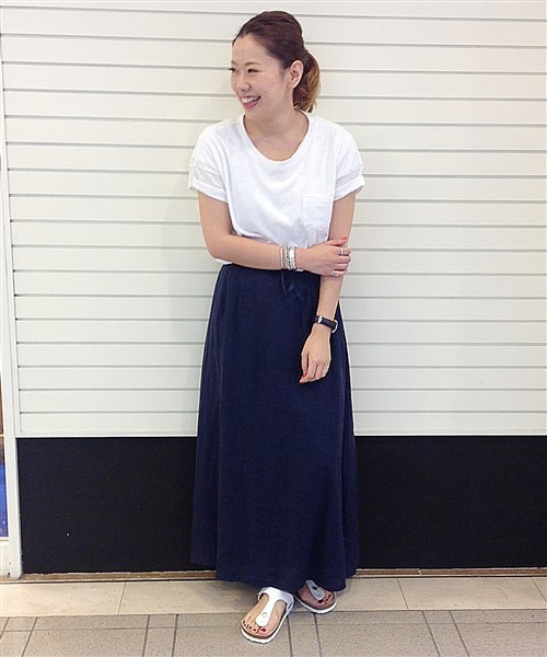 ivory court(アイボリーコート)の「リネンタックギャザーマキシスカート◆(スカート・レディース・ネイビー/カーキ・FREE)」の12枚目の写真