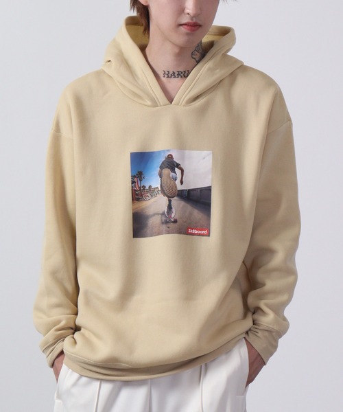FUNALIVE(ファンアライブ)の「Fleece lining transfer print pullover hoodie / 裏起毛 転写プリント プルオーバーフーディー unisex(パーカー・メンズ・ホワイト/ブラック/ベージュ/ネイビー/ブラウン/杢グレー/ホワイト系/ホワイト系1/ブラック系/ブラック系1・M/L/XL)」の10枚目の写真