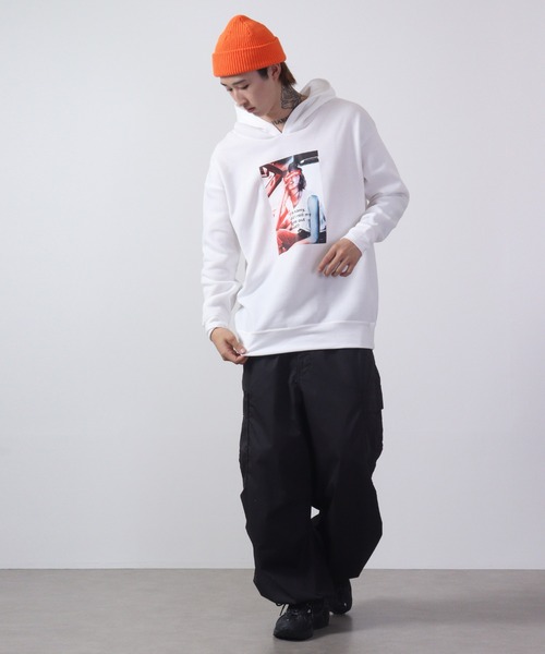 FUNALIVE(ファンアライブ)の「Fleece lining transfer print pullover hoodie / 裏起毛 転写プリント プルオーバーフーディー unisex(パーカー・メンズ・ホワイト/ブラック/ベージュ/ネイビー/ブラウン/杢グレー/ホワイト系/ホワイト系1/ブラック系/ブラック系1・M/L/XL)」の14枚目の写真