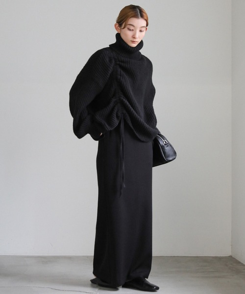 セール】シャーリングデザインタートルニット（ニット/セーター