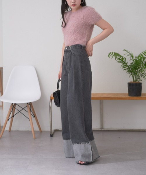 折り返しワイドデニムパンツ（デニムパンツ）｜Chico（チコ）の