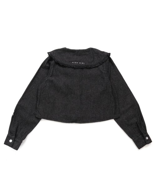 algy（アルジー）の「フリル衿デニムシャツ（シャツ/ブラウス・キッズ・ブラック/ブルー・SMALL/X-SMALL/MEDIUM/XX-SMALL/XXX-SMALL）」の7枚目の写真