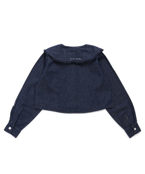 algy（アルジー）の「フリル衿デニムシャツ（シャツ/ブラウス・キッズ・ブラック/ブルー・SMALL/X-SMALL/MEDIUM/XX-SMALL/XXX-SMALL）」の9枚目の写真