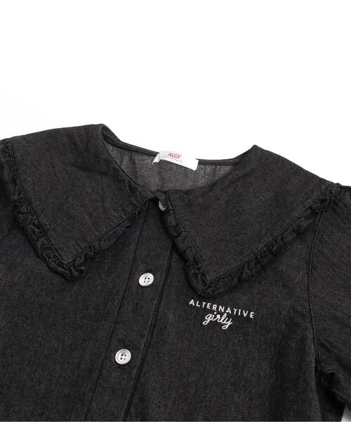 algy（アルジー）の「フリル衿デニムシャツ（シャツ/ブラウス・キッズ・ブラック/ブルー・SMALL/X-SMALL/MEDIUM/XX-SMALL/XXX-SMALL）」の10枚目の写真