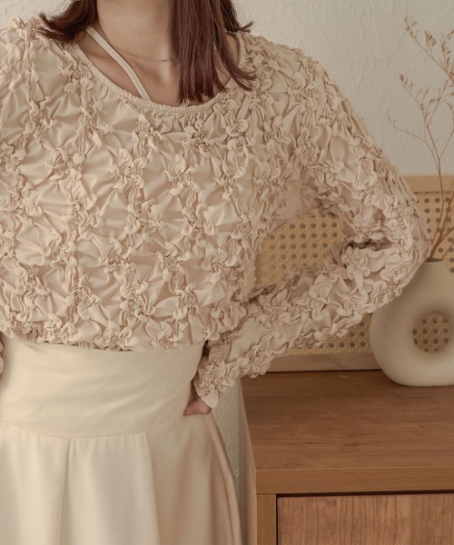 Ambre Neige(アンブルネージュ)の「ランダムシャーリングトップス/【WEB/EC限定商品】(Tシャツ/カットソー・レディース・ブラック/ベージュ/アイボリー・FREE)」の12枚目の写真