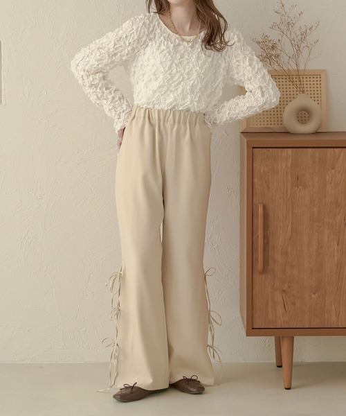 Ambre Neige(アンブルネージュ)の「ランダムシャーリングトップス/【WEB/EC限定商品】(Tシャツ/カットソー・レディース・ブラック/ベージュ/アイボリー・FREE)」の6枚目の写真