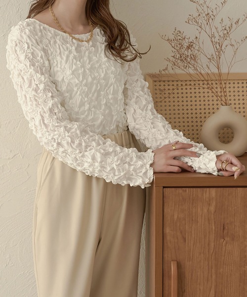 Ambre Neige(アンブルネージュ)の「ランダムシャーリングトップス/【WEB/EC限定商品】(Tシャツ/カットソー・レディース・ブラック/ベージュ/アイボリー・FREE)」の5枚目の写真
