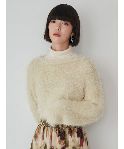 MURUA（ムルーア）の「シャギークロップドニット（ニット/セーター・レディース・カーキ/ブルー/アイボリー/オレンジ/ライトブルー/グレー/イエロー・FREE）」の8枚目の写真