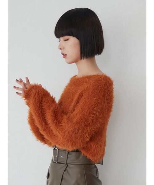 MURUA（ムルーア）の「シャギークロップドニット（ニット/セーター・レディース・カーキ/ブルー/アイボリー/オレンジ/ライトブルー/グレー/イエロー・FREE）」の9枚目の写真