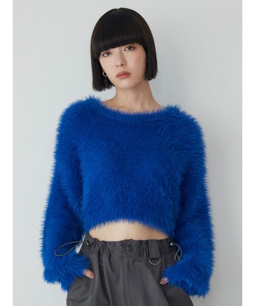 MURUA（ムルーア）の「シャギークロップドニット（ニット/セーター・レディース・カーキ/ブルー/アイボリー/オレンジ/ライトブルー/グレー/イエロー・FREE）」の10枚目の写真