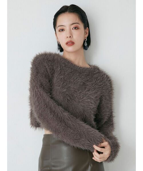 MURUA（ムルーア）の「シャギークロップドニット（ニット/セーター・レディース・カーキ/ブルー/アイボリー/オレンジ/ライトブルー/グレー/イエロー・FREE）」の12枚目の写真