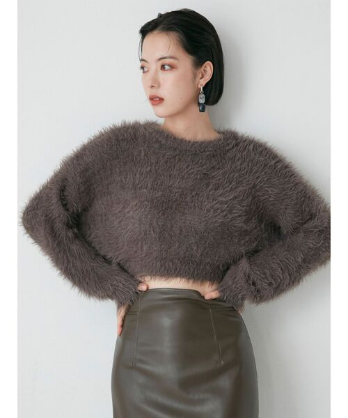 MURUA（ムルーア）の「シャギークロップドニット（ニット/セーター・レディース・カーキ/ブルー/アイボリー/オレンジ/ライトブルー/グレー/イエロー・FREE）」の14枚目の写真