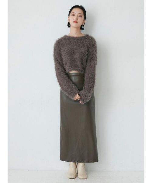 MURUA（ムルーア）の「シャギークロップドニット（ニット/セーター・レディース・カーキ/ブルー/アイボリー/オレンジ/ライトブルー/グレー/イエロー・FREE）」の15枚目の写真