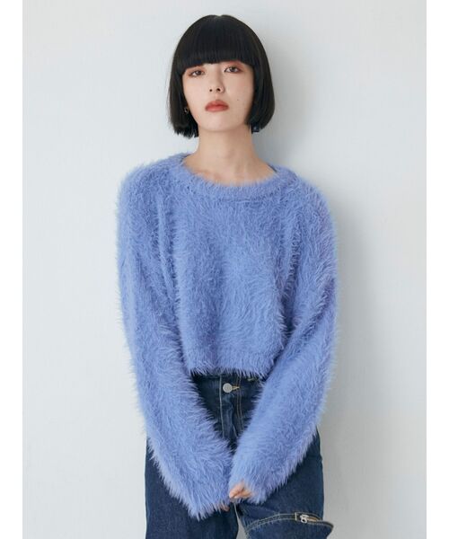 MURUA（ムルーア）の「シャギークロップドニット（ニット/セーター・レディース・カーキ/ブルー/アイボリー/オレンジ/ライトブルー/グレー/イエロー・FREE）」の16枚目の写真