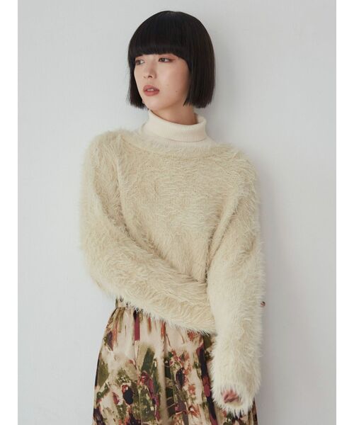 MURUA（ムルーア）の「シャギークロップドニット（ニット/セーター・レディース・カーキ/ブルー/アイボリー/オレンジ/ライトブルー/グレー/イエロー・FREE）」の19枚目の写真