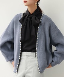 畦編みパールニットカーディガン