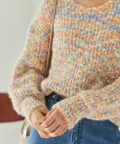 Edit Sheen(エディットシーン)の「ミックスカラーニット(ニット/セーター・レディース・ピンク/ネイビー・M)」の8枚目の写真