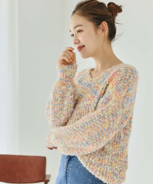 Edit Sheen(エディットシーン)の「ミックスカラーニット(ニット/セーター・レディース・ピンク/ネイビー・M)」の9枚目の写真