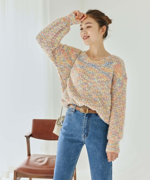 Edit Sheen(エディットシーン)の「ミックスカラーニット(ニット/セーター・レディース・ピンク/ネイビー・M)」の11枚目の写真