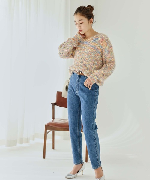 Edit Sheen(エディットシーン)の「ミックスカラーニット(ニット/セーター・レディース・ピンク/ネイビー・M)」の13枚目の写真