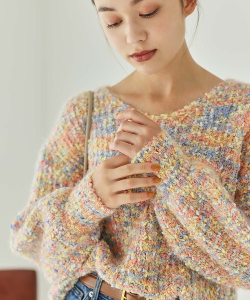 Edit Sheen(エディットシーン)の「ミックスカラーニット(ニット/セーター・レディース・ピンク/ネイビー・M)」の7枚目の写真