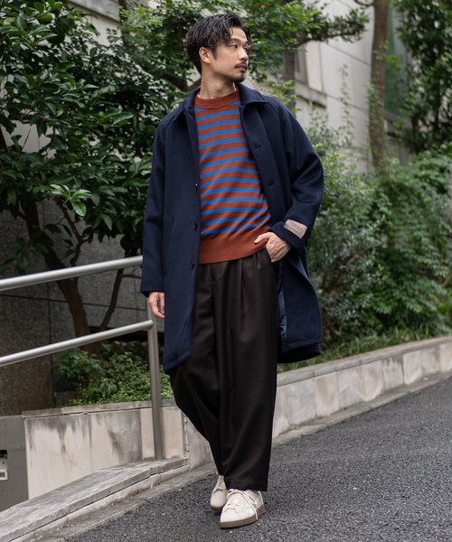 417 EDIFICE(フォーワンセブンエディフィス)の「Wool mix / ウールミックス マックコート(ステンカラーコート・メンズ・ネイビー/ベージュ/グレー・SMALL/MEDIUM/LARGE)」の5枚目の写真