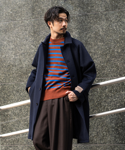 417 EDIFICE(フォーワンセブンエディフィス)の「Wool mix / ウールミックス マックコート(ステンカラーコート・メンズ・ネイビー/ベージュ/グレー・SMALL/MEDIUM/LARGE)」の7枚目の写真