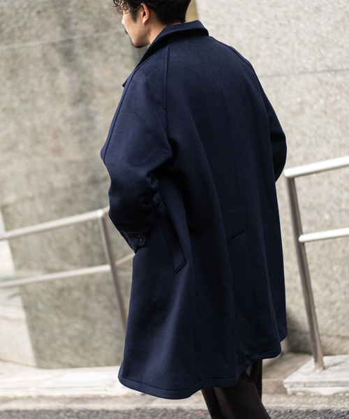 417 EDIFICE(フォーワンセブンエディフィス)の「Wool mix / ウールミックス マックコート(ステンカラーコート・メンズ・ネイビー/ベージュ/グレー・SMALL/MEDIUM/LARGE)」の8枚目の写真