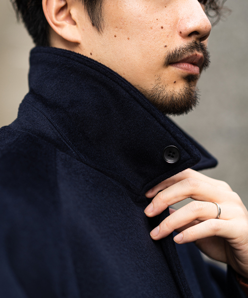 417 EDIFICE(フォーワンセブンエディフィス)の「Wool mix / ウールミックス マックコート(ステンカラーコート・メンズ・ネイビー/ベージュ/グレー・SMALL/MEDIUM/LARGE)」の10枚目の写真