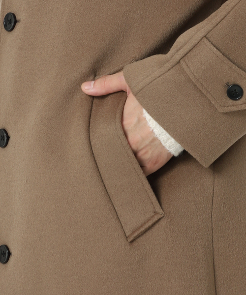 417 EDIFICE(フォーワンセブンエディフィス)の「Wool mix / ウールミックス マックコート(ステンカラーコート・メンズ・ネイビー/ベージュ/グレー・SMALL/MEDIUM/LARGE)」の19枚目の写真