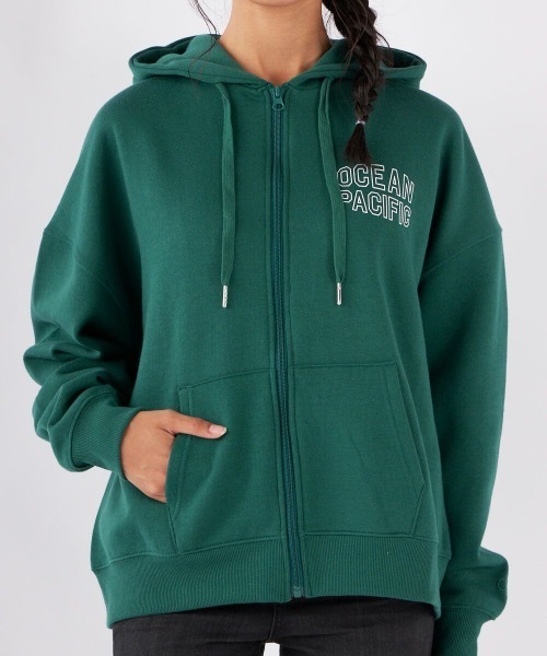 オリーブグリーン フルジップ パーカー セール】【OP:オーピー】レディースプリントフルジップパーカー