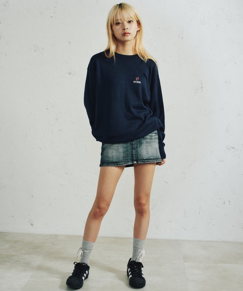 FCMM(エフシーエムエム)の「【日本限定アイテム】LEAF LOGO KNIT SWEATER/リーフロゴニットセーター(ニット/セーター・メンズ・チャコールグレー/ライトイエロー/ネイビー・LARGE/MEDIUM)」の8枚目の写真