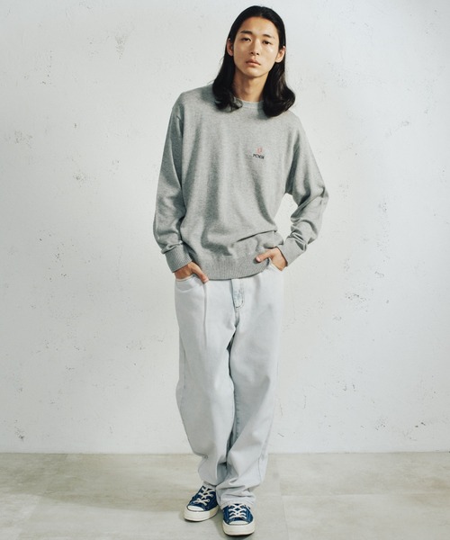 FCMM(エフシーエムエム)の「【日本限定アイテム】LEAF LOGO KNIT SWEATER/リーフロゴニットセーター(ニット/セーター・メンズ・チャコールグレー/ライトイエロー/ネイビー・LARGE/MEDIUM)」の12枚目の写真