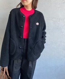 Vincent et Mireille | [Vincent et Mireille/ヴァンソン エ ミレイユ] ノーカラー ボアフリースカーディガン(ブルゾン)