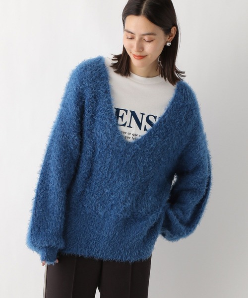 LEPSIM（レプシィム）の「5ゲージアソートフェザーVプルオーバー　987492（ニット/セーター・レディース・ブルー/チャコールグレー/グレー・FREE）」の17枚目の写真